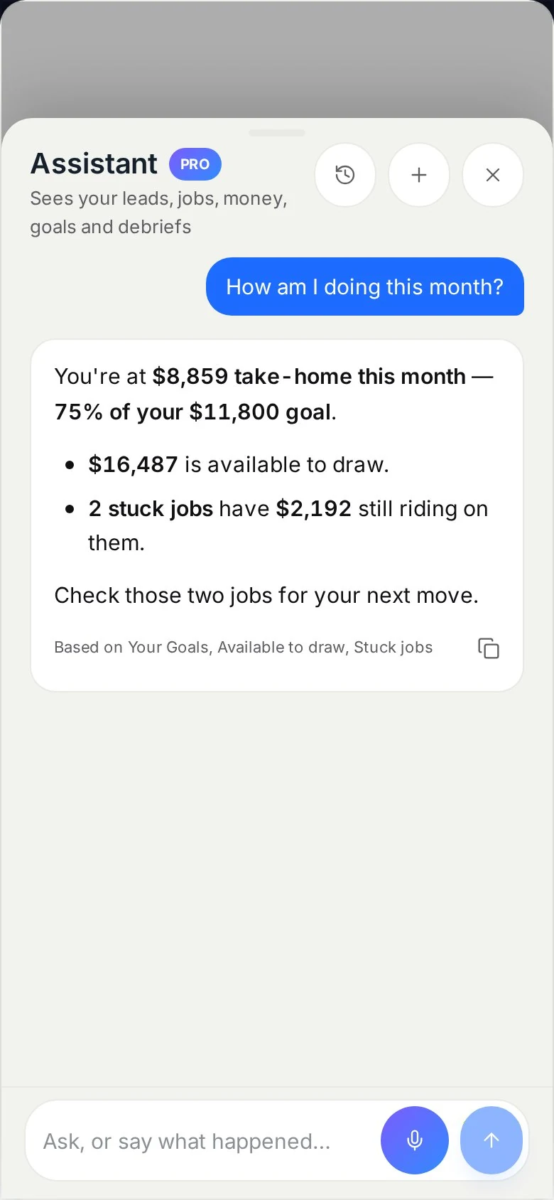 Ask your business anything. — main view
