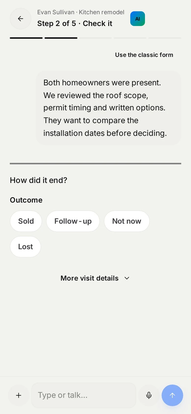 Ask your business anything. — detail view
