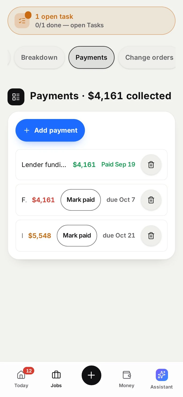 PAYMENTS: Every customer payment, tracked.