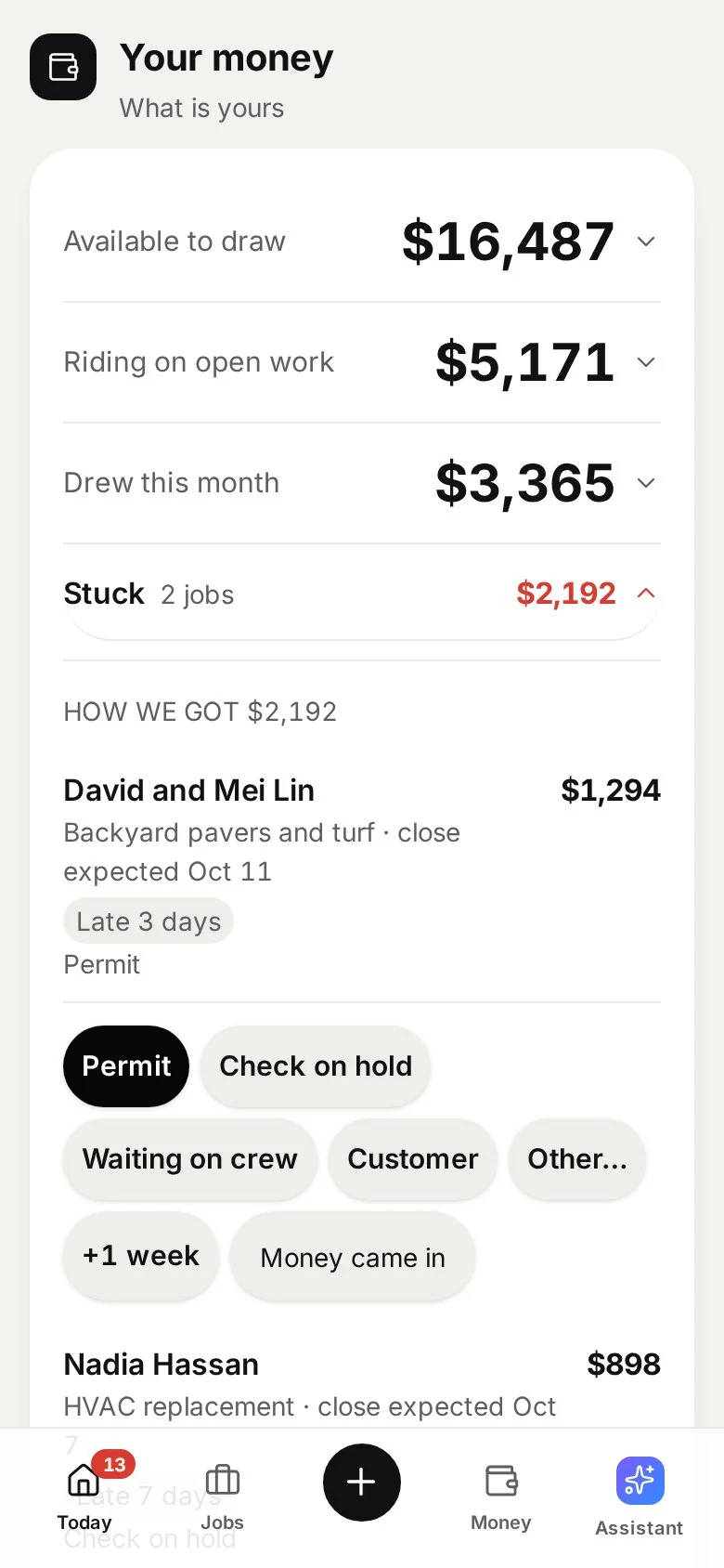 STUCK: Late money, by your own dates.